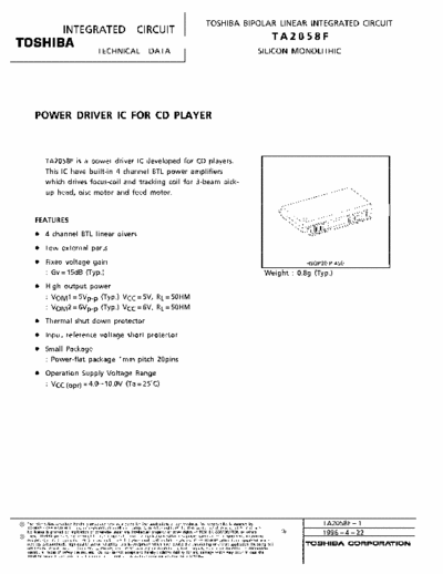 Toshiba TA2058F Power driver ic for CD player