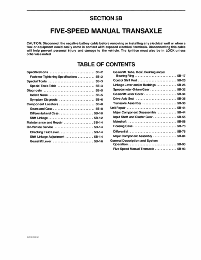 Daewoo cielo 5 speed gearbox manual