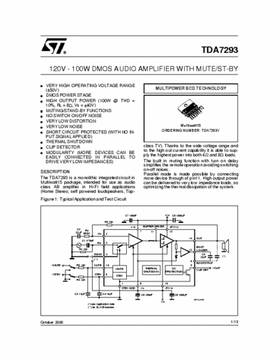 st tda7293 power 100 w