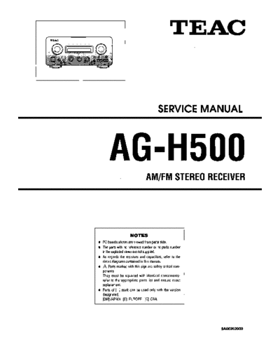 teac ag-h500 teac ag-h500  Service manuals