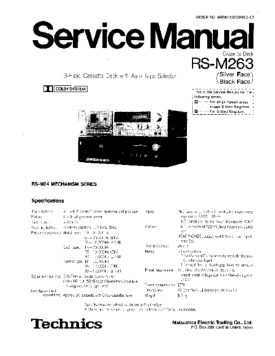 Technics RS-M263 Cassette deck Technics RS-M263 service manual