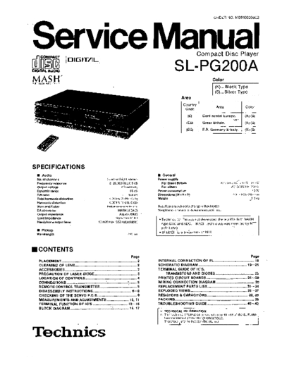 Technics SL-PG200A Service Manual for Compact Disc Player
