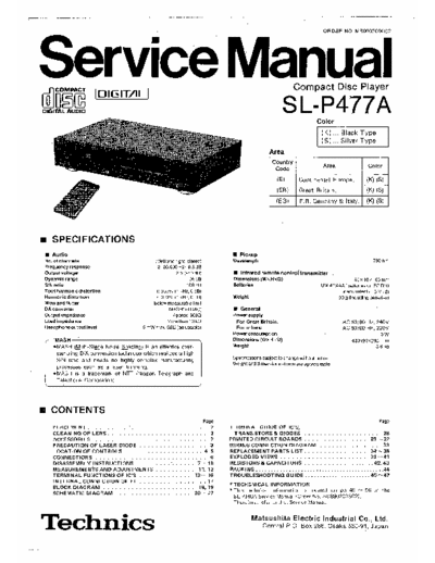 Technics SL-P477A Service Manual for Technics CD-Player SL-P477A (size optimized)