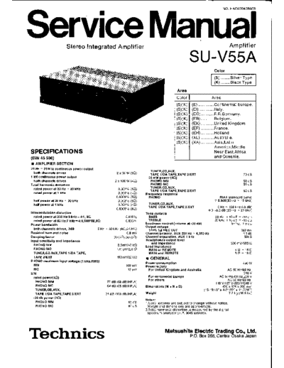 Technics SU-V55A Technics SU-V55A Stereo Integrated Amplifier Service Manual
