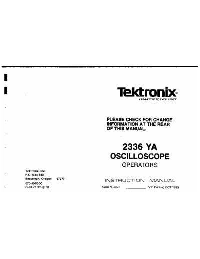 Tektronix 2336YA instruction manual