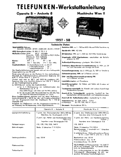 Telefunken Operette 8 Andante 8 Musiktruhe Wien II service manual