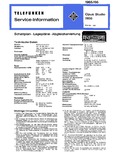 Telefunken opus studio 2650 service manual