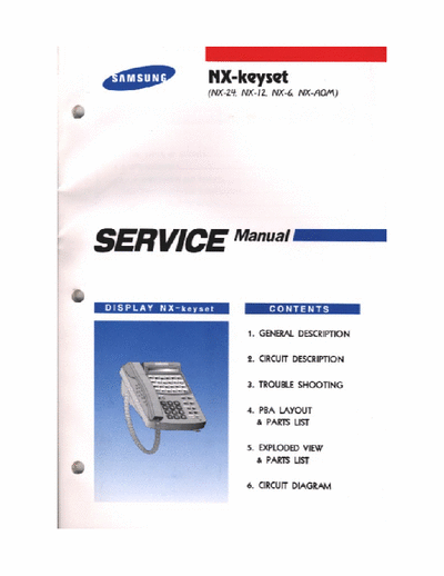 Samsung NX-24, NX-12, NX-6, NX-AOM Service Manual Telephon Keyset - pag. 9