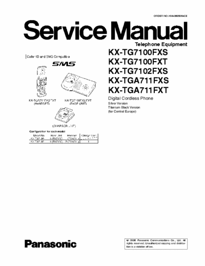 PANASONIC KX-TG7100, 7102 PDF FILE SERVICE MANUAL