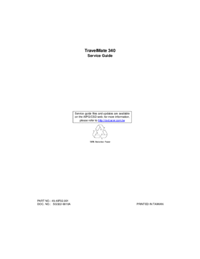 Acer TravelMate 340 TravelMate 340
Service Guide