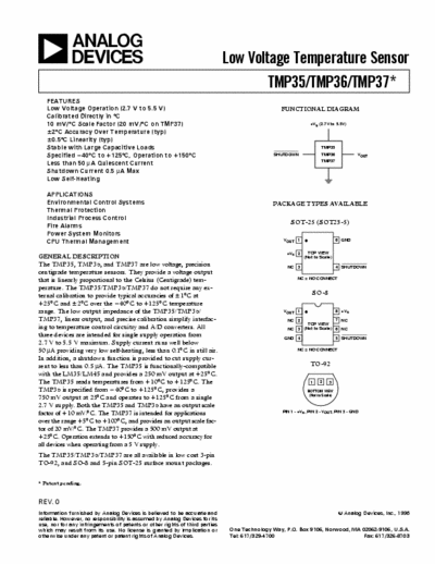Analog Devices TMP35 TMP35 TMP36 TMP37 low voltage temperature sensor