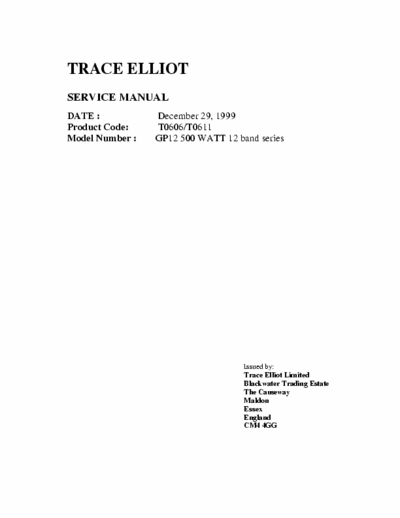 Trace Elliot GP12 Trace elliot GP12 500W amp