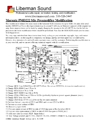 Marantz PMD222 Block Diagram/Specs