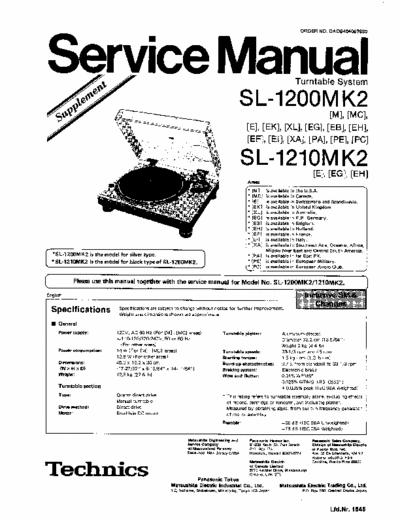 Technics SL-1200MK2  SL-1210MK2 Service Manual [Supplement] Turntable System [Type M, MC, E, EK, XL, EG, EB, EH, EF, Ei, XA, PA, PE, PC] - (3.492Kb) Part 1/2 - pag. 39