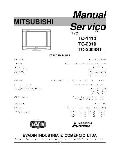 Aiko TC-1410 TC-2010 TC-2004ST Aiko Mitsubishi TV Service Manual