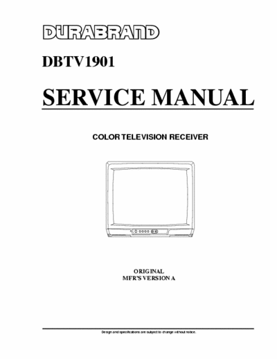 Durabrand DBTV1901 Service Manual Tv Color Mfr