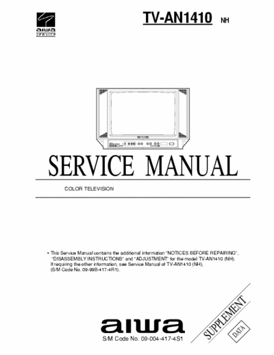 Aiwa Tv-AN1410 Service Manual Color Television - pag. 20