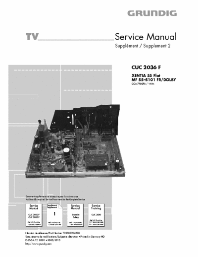 Grundig XENTIA 55 Flat, MF 55-510 FR/Dolby Service Guide Supplement Tv Color [GCM7900FB/VNM] Pag. 10