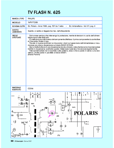 Philips 14PV172/08 Tv repair - Guasto: Spento, crepitio in altoparlante [C2364]