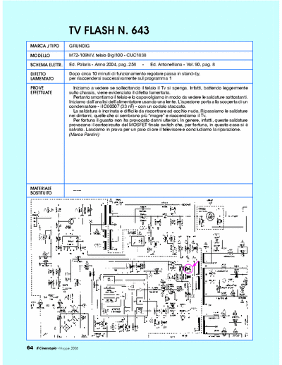 Grundig M72-109MV Tv repair. Problem: Dopo 10