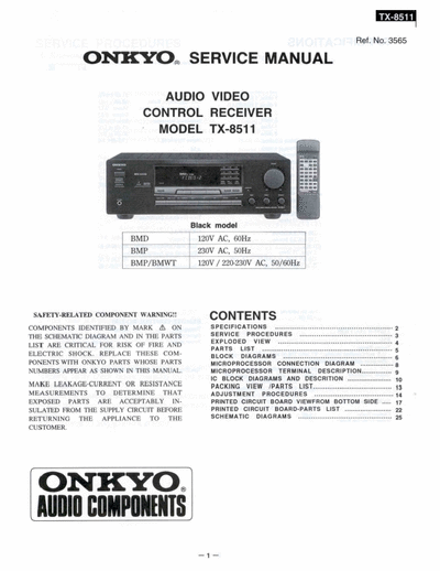 Onkyo TX-8511 Receiver Onkyo TX-8511