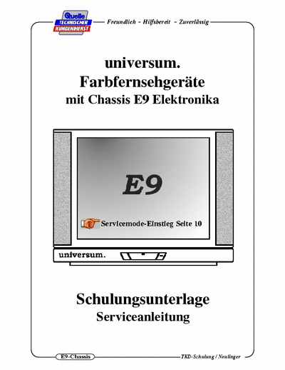 Universum FT4286 Universum Schulungsunterlagen in Deutsch für Chassis E9 Elektronika