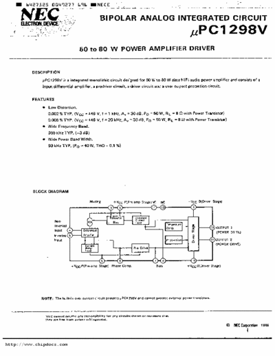 NEC UPC1298 DATASHEET IC uPC1298V