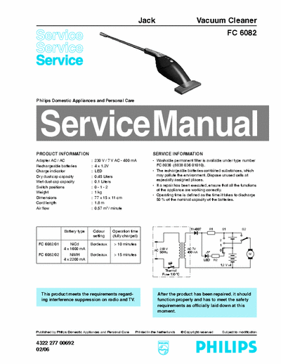 Philips FC6082 Service Manual Vacuum Cleaner Jack (02/06) - pag. 2