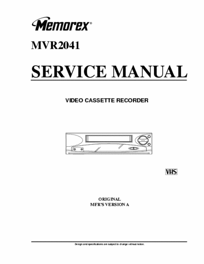 Memorex MVR2041 Service Manual VHS Recorder - pag. 48