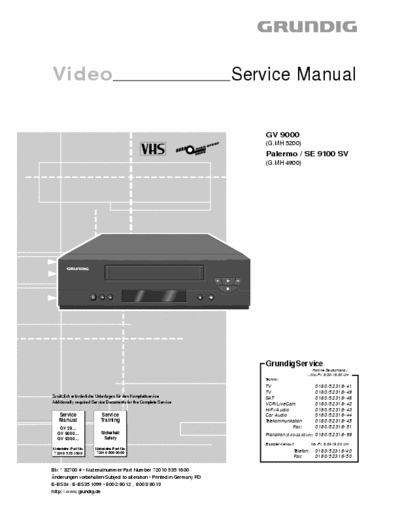 Grundig GV 9000, SE 9100 SV (Palermo) Service Manual Vcr Recorder - pag. 16