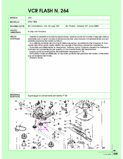 JVC HRS-7000 vcr repair - Guasto: no play [ingranaggio]