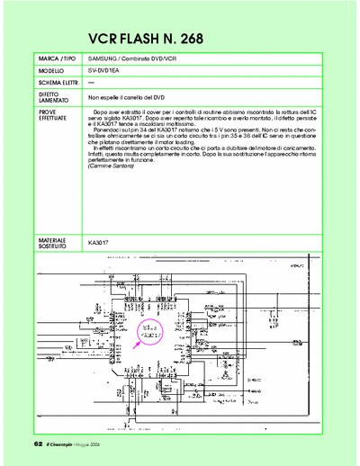Samsung SV-DVD1EA Vcr repair. Problem: Non esce il carrello DVD [KA3017]