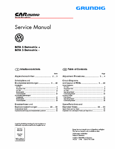 Grundig Beta5 Service Manual