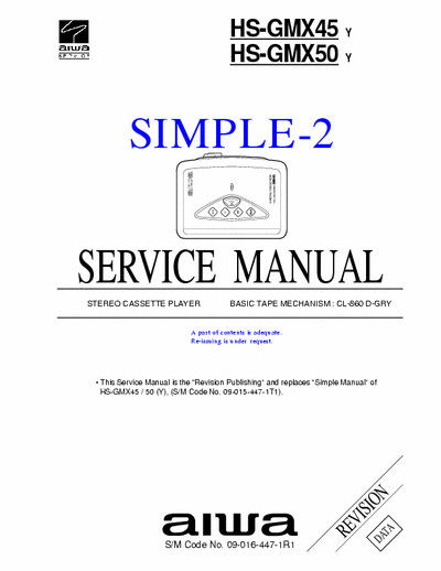 Aiwa HS-GMX45  HS-GMX50 Service Manual - Tape Recorder - Tape mech. CL-860 D-GRY - Type Y - pag. 14