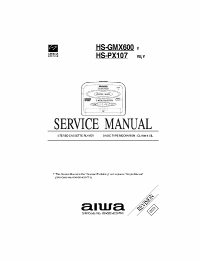 Aiwa HS-GMX600  HS-PX107 Service Manual Stereo Tape Player - pag. 11