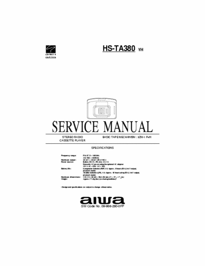 Aiwa HS-TA380 Service Manual Stereo Tape Player - 3ZM-1 P4N - pag. 14