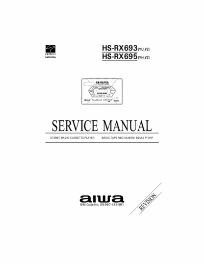Aiwa HS-RX-693, HS-RX695 Service Manual FmAm Tape Player Super Bass Stereo - Tape mech. 6ZM-2 P10NF - pag. 20