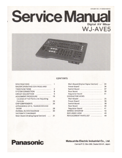 PANSONIC WJ-AVE5 Service manual for video mixer panasonic WJ-AVE5 (multiparts rar files)