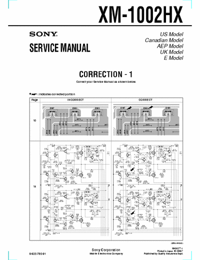 Sony xm1002hx Service manual for car audio amplifier SONY XM1002HX