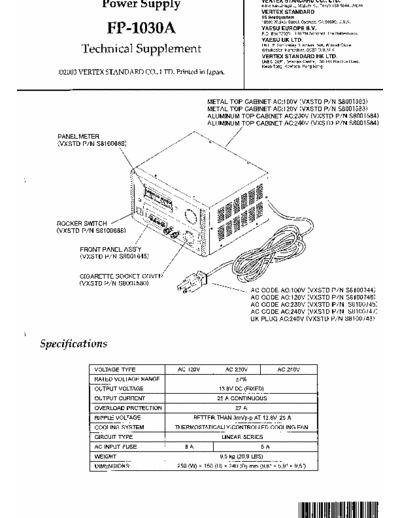 Yaesu FP 1030 A Service Manual Yaesu FP 1030 A Schematic