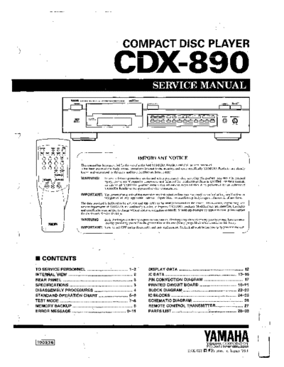 Yamaha CDX-890 Service Manual CD-Player