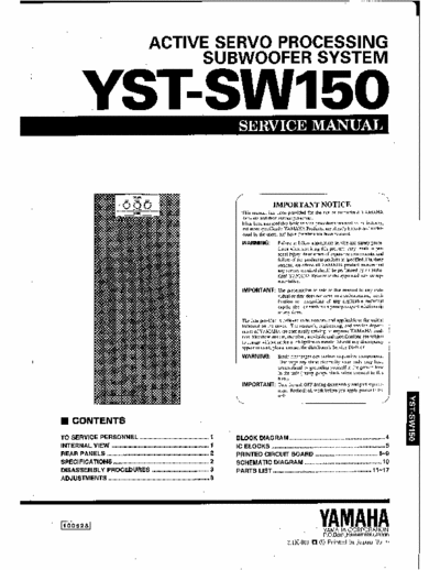 Yamaha YST-SW150 Service Manual