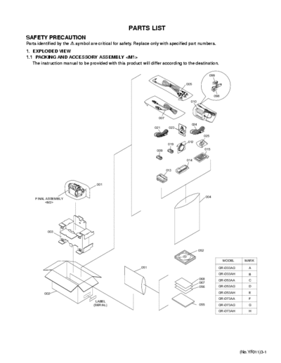 JVC GR-D73 PART LIST GR-D73