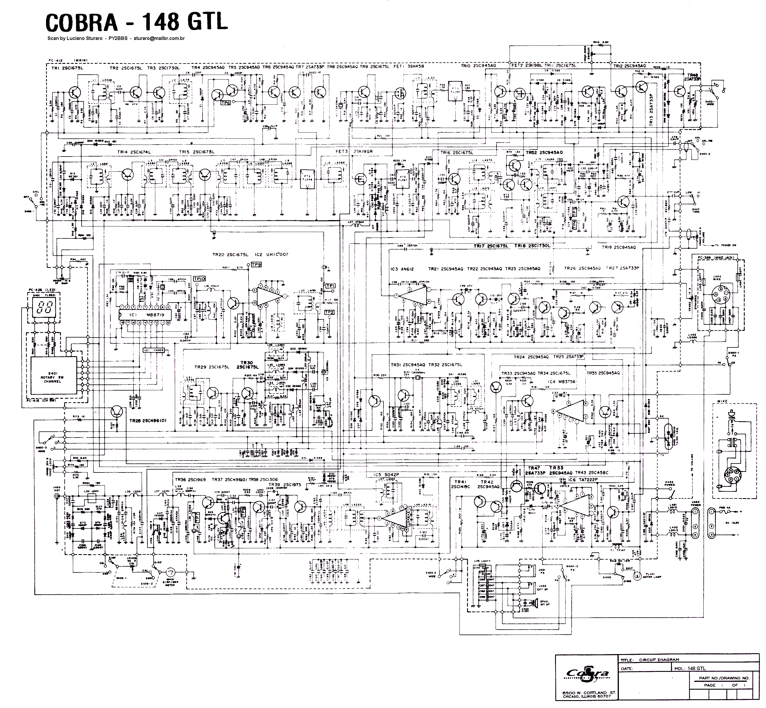 Cobra 148GTL Citizen Band radio satation.