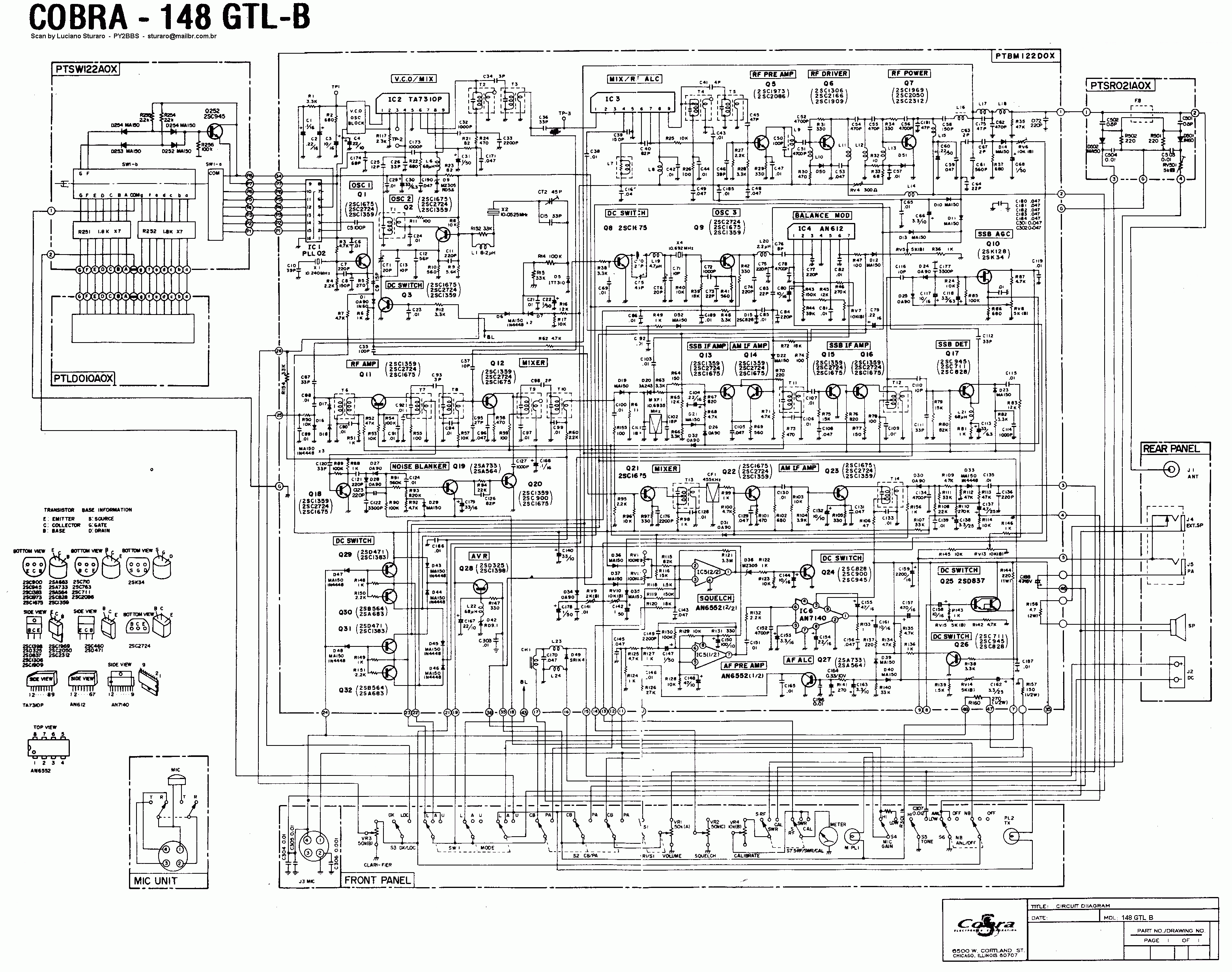 Cobra 148GTLB Citizen Band radio station.
