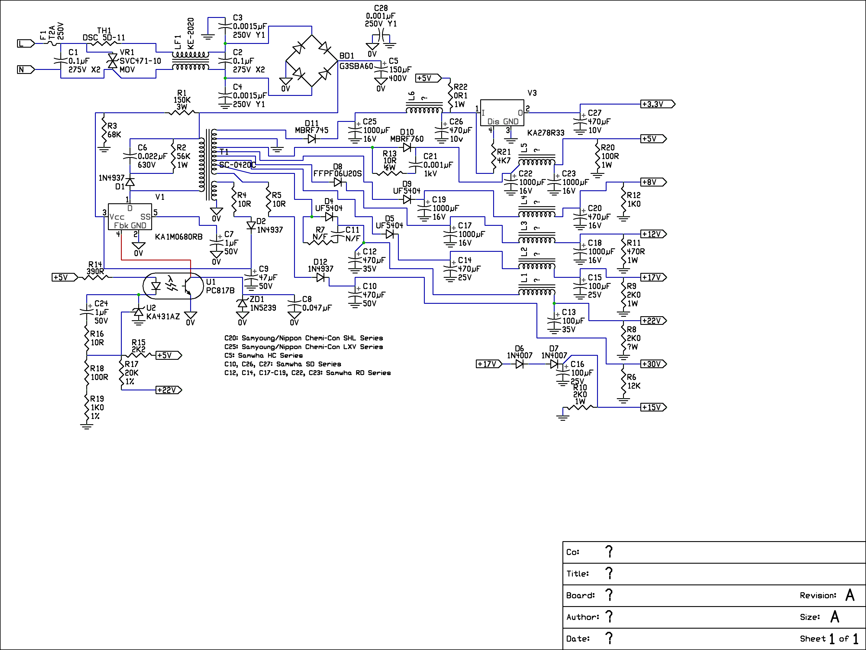 Topfield TFPVR5000t Topfield TFPVR5000t Power Supply (PCB code ORTP-831). May also be used in other models.