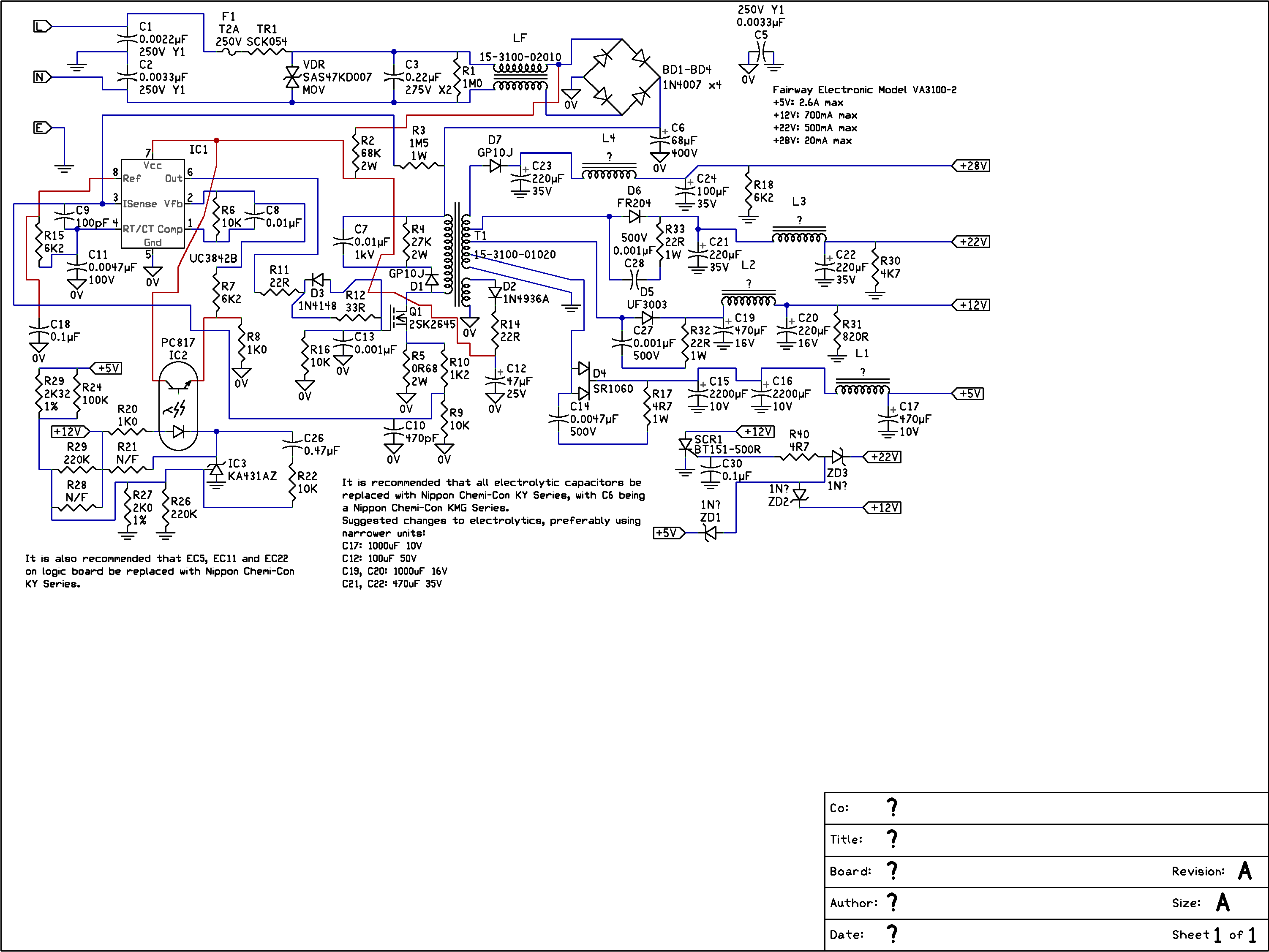 Zinwell ZDT-420HD Hotchip ODT-4000HD (rebadged Zinwell ZDT-420HD) Power Supply (Fairway Electronic Model VA3100-2).