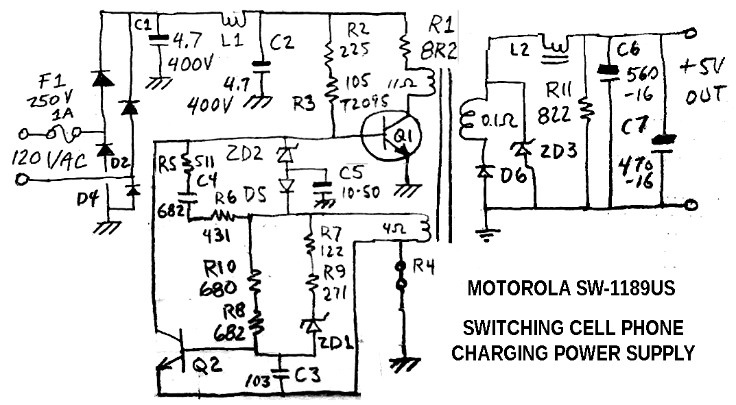 Motorola SSW-1189US Switching cell phone charger wall adapter (corrected 150127)