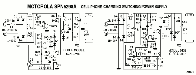 Motorola SPN5298A 6V DC wall adapter switching cell phone power supply & battery charger 100-240VAC input