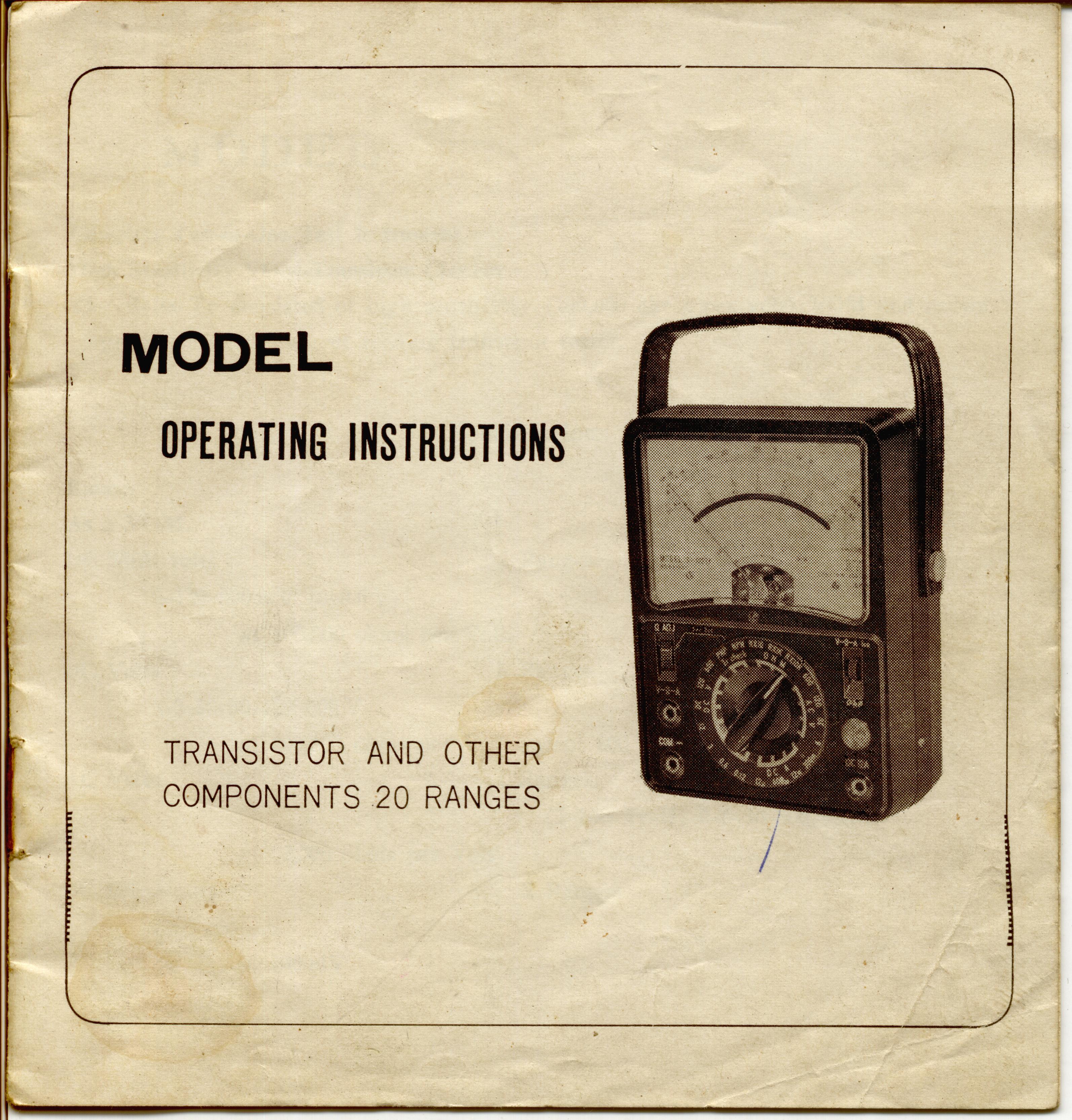 Hansen S-100 Tr User manual and schematic diagram. Analog multimeter Hansen model S-100 Tr and model S-100 Tr-H. Japan.